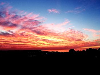 Scenic view of silhouette landscape against sky during sunset