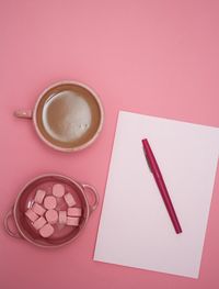 High angle view of coffee on table