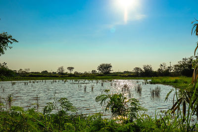 Scenic view of lake against sky