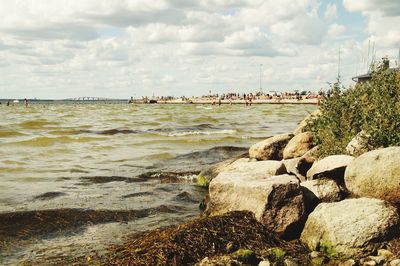 Scenic view of beach against sky