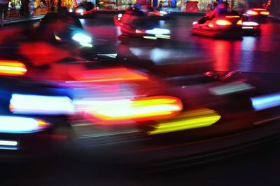Blurred motion of illuminated city at night