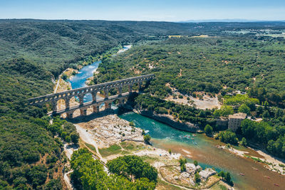 High angle view of bridge over river