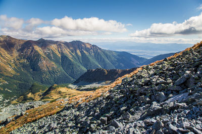 Scenic view of mountains against sky