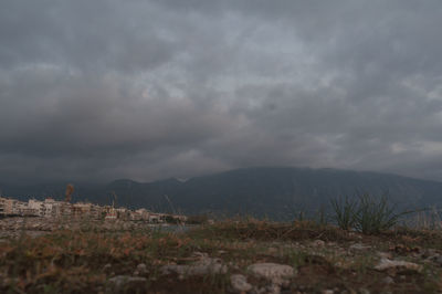 Storm clouds over land