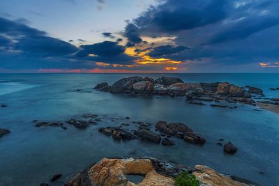 Scenic view of sea against sky during sunset