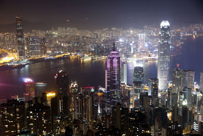 Illuminated cityscape at night