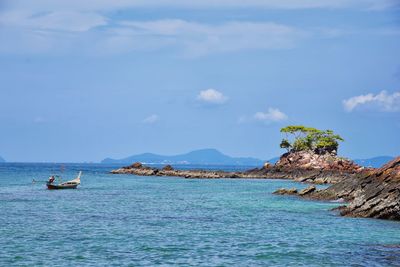 Island ocean tropical forest views near phi phi, ko rang yai, ko li pe phuket thailand asia.