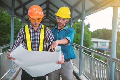 Low angle view of man working