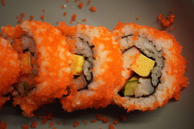 High angle view of sushi in plate