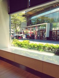 View of building through window