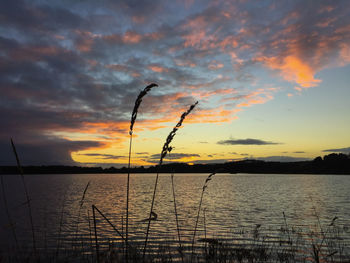 Scenic view of sea at sunset