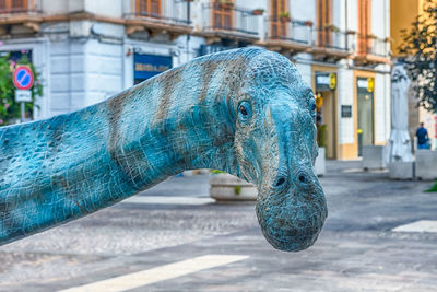 Close-up of animal sculpture