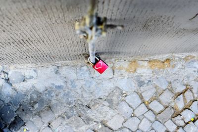 Close-up of padlocks on wall