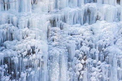 Beautiful frozen waterfall icicles formations