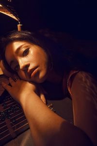 Portrait of woman lying down