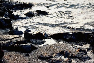 Close-up of rocks on beach