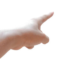 Close-up of person hand against white background