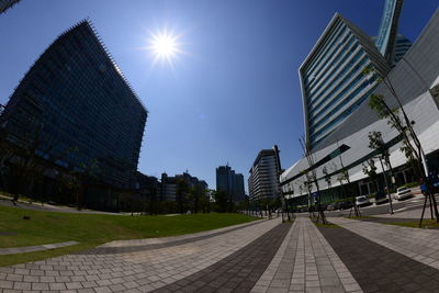 Low angle view of skyscrapers against sky