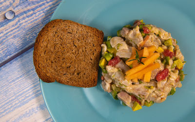 Close-up of food in plate on table