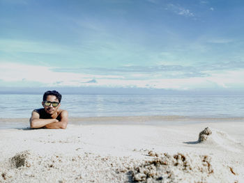 Scenic view of beach against sky