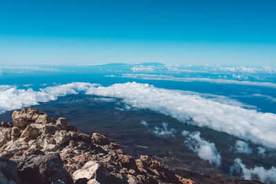 Scenic view of sea against blue sky