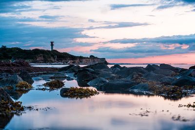 Scenic view of sea against sky during sunset