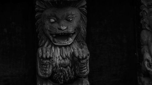 Close-up of lion statue