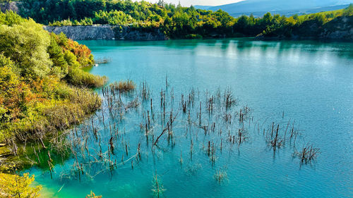 High angle view of lake