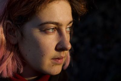 Close-up portrait of a beautiful young woman