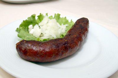 Close-up of served food in plate