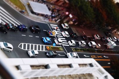 High angle view of car on city street