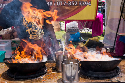 Various food on display at market