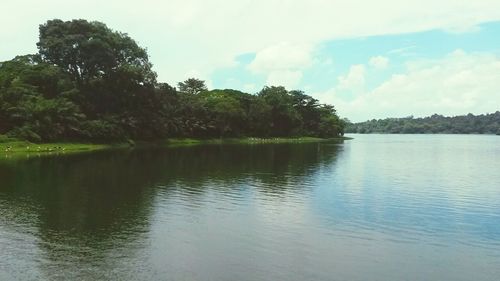 Scenic view of lake against sky