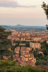 High angle view of buildings in city