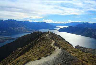 Scenic view of mountains against sky