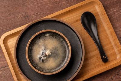 High angle view of food on table