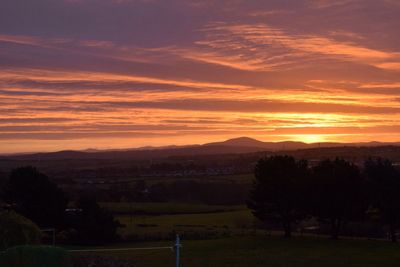 Scenic view of landscape against dramatic sky