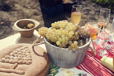 High angle view of food on table