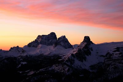 Scenic view of mountains against sky during sunset