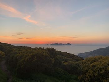 Scenic view of sea against sky during sunset