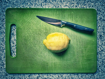 High angle view of fruits on plate