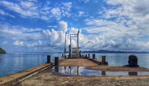 Pier on sea against sky - koh chang, thailnd 