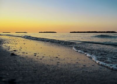 Scenic view of sea at sunset