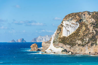 The part of the chiaia di luna beach -  ponza island, lazio, italy. the beach is closed to tourists