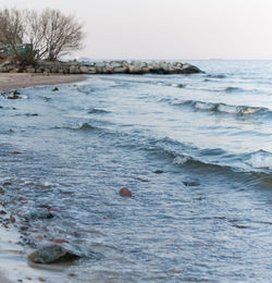 Scenic view of sea against clear sky