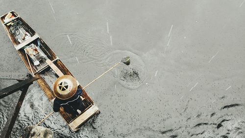 Man fishing in river