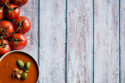 High angle view of fruits on table