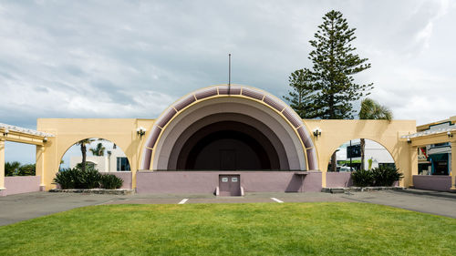 Entrance of building against sky