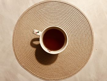 High angle view of coffee on table