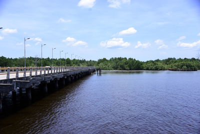 Bridge over river against sky